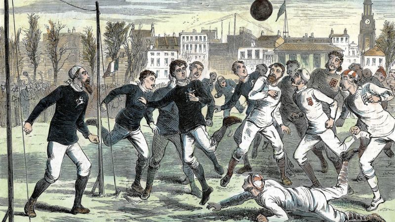 Hình ảnh minh họa cho trận bóng đá đầu tiên trên thế giới